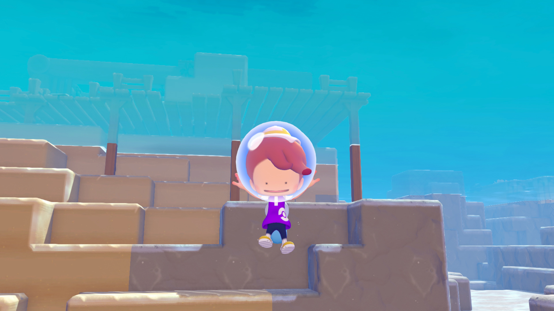 Ditto verkent Bubbly Basin onder water in Pokémon Pokopia
