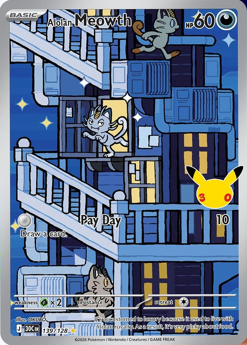 Alolan Meowth Illustration Rare 139 uit 30th Celebration