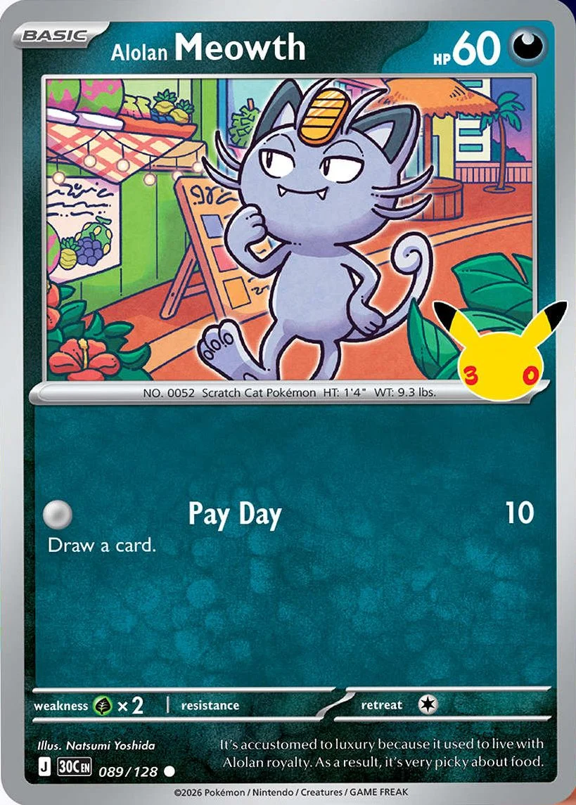 Gewone Alolan Meowth 089 uit 30th Celebration