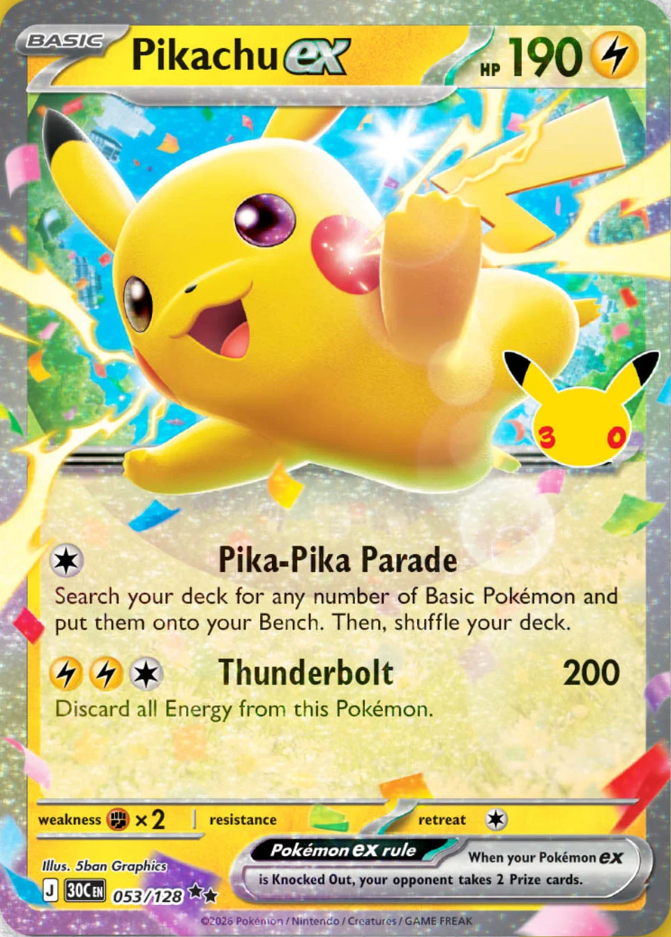 Pikachu ex Dag uit Pokémon TCG 30th Celebration